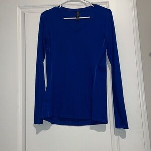 Royal blue, under armor workout top.